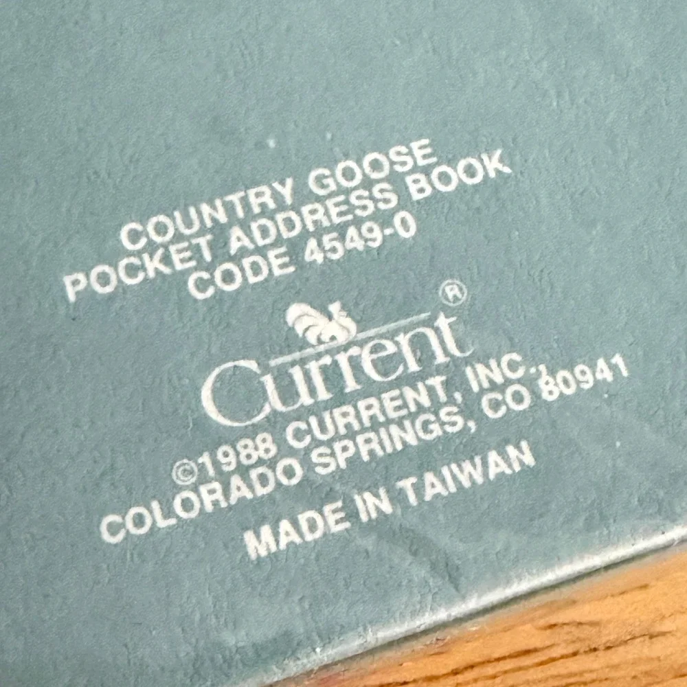 Vintage 1988 Country Goose Pocket Address Book Country Blue Paper Ephemera NEW